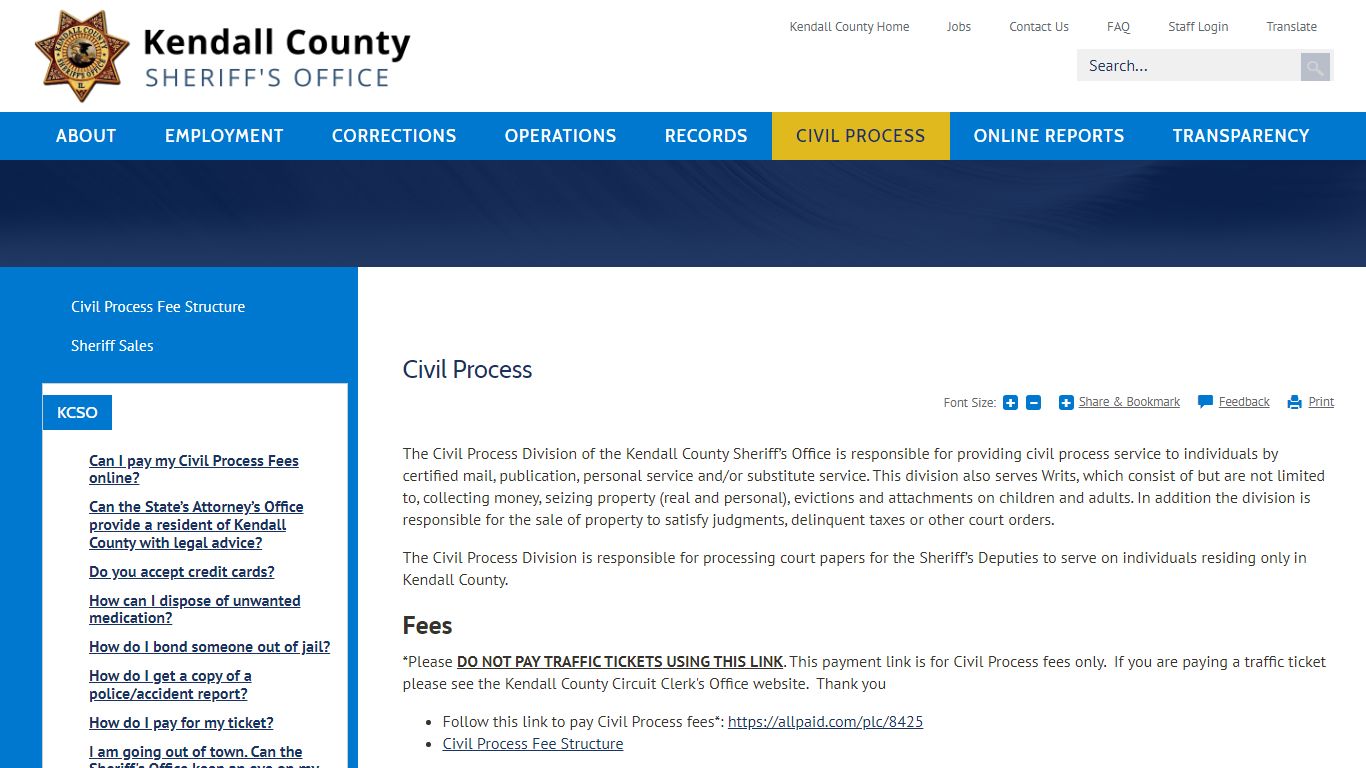 Civil Process | Kendall County, IL