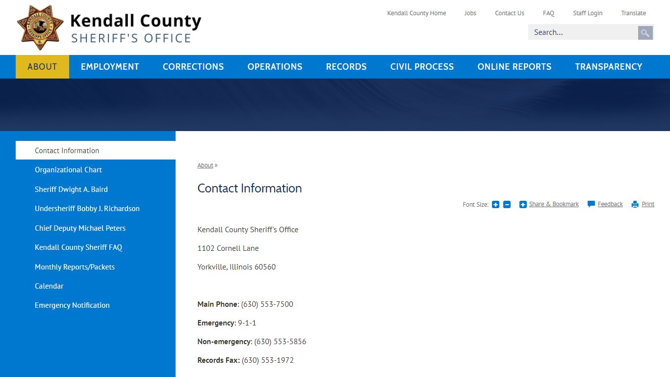 Contact Information | Kendall County, IL